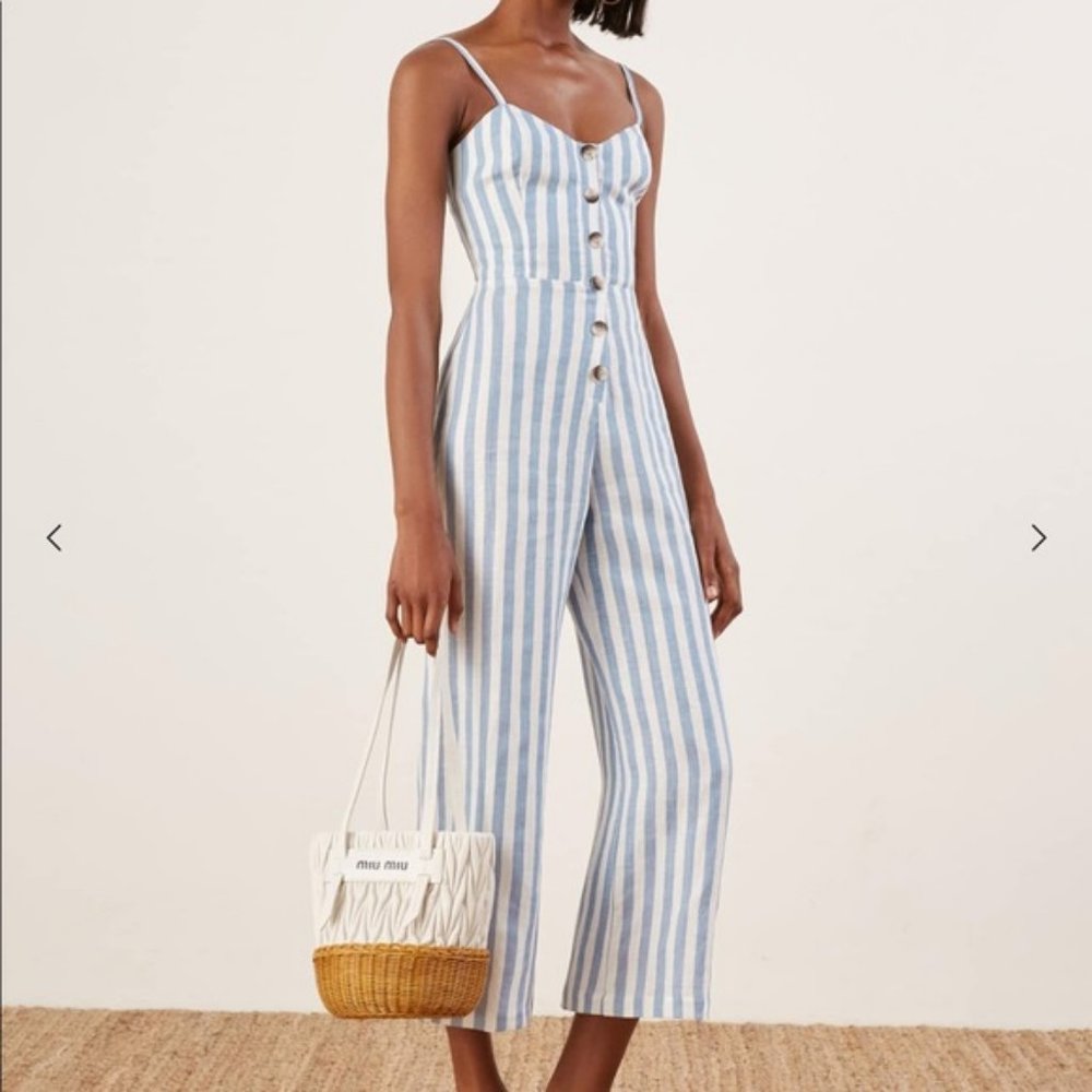 Reformation Torta Striped Jumpsuit NWT size 8